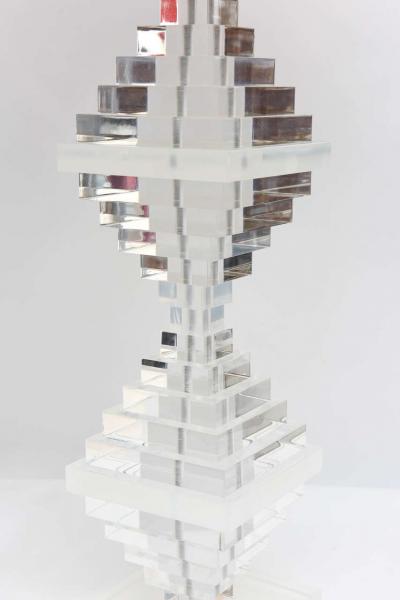 1970s Tall Sculptural Lucite Stacked Table Lamp