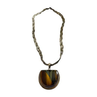 1970s Tigers eyes and silver necklace