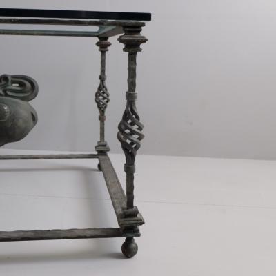 1970s Verdigris Iron Coffee Table with Bronze Copies of Ancient Scythian Deer