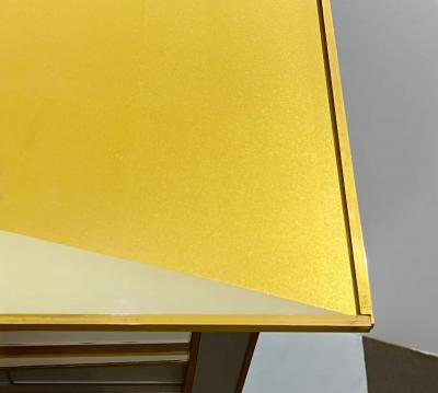 1970s Vintage Italian Art Deco Design Silver White Gold Glass 2 Drawer Console