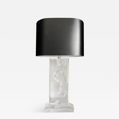 1970s Vintage Overscale Lucite Brutalist Table Lamp Pair