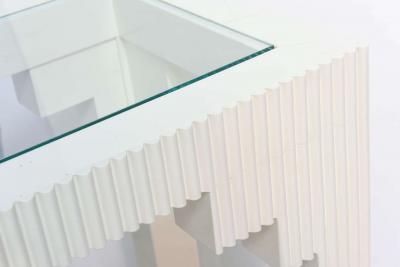 1970s Wood Console Table with glass