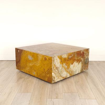 1970s Yellow Red Jasper Square Coffee Table U S A 