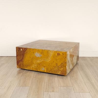 1970s Yellow Red Jasper Square Coffee Table U S A 