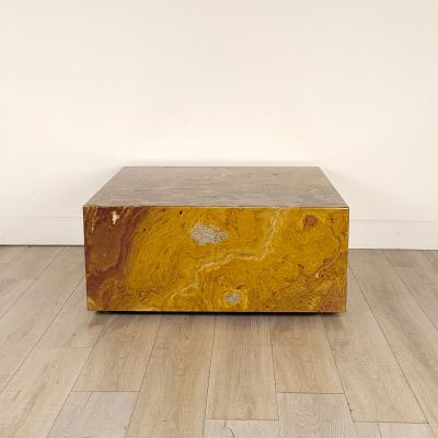 1970s Yellow Red Jasper Square Coffee Table U S A 