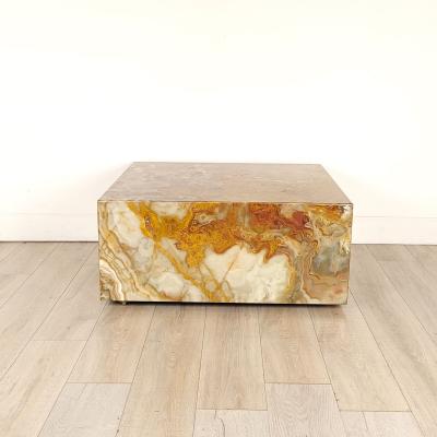 1970s Yellow Red Jasper Square Coffee Table U S A 