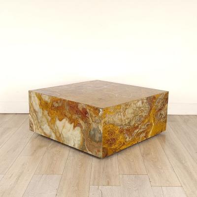 1970s Yellow Red Jasper Square Coffee Table U S A 
