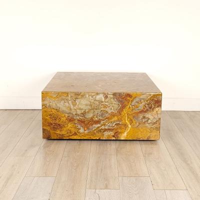 1970s Yellow Red Jasper Square Coffee Table U S A 