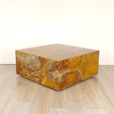 1970s Yellow Red Jasper Square Coffee Table U S A 
