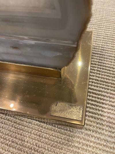 1970s agate and brass table lamp signed by Colette