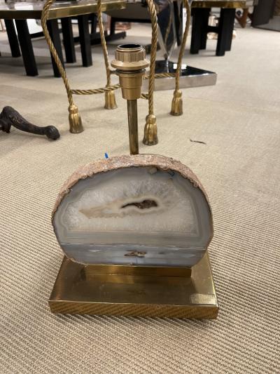 1970s agate and brass table lamp signed by Colette