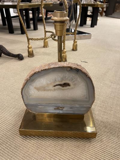1970s agate and brass table lamp signed by Colette