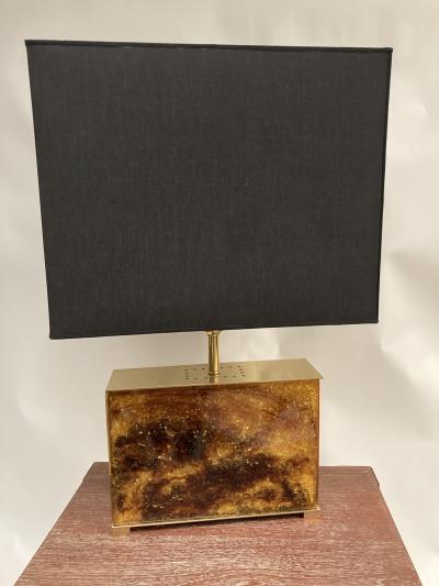 1970s crushed ice resin lamp by Marie Claude de Fouqui res