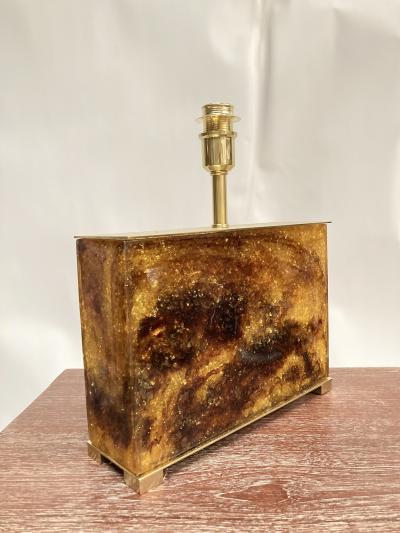 1970s crushed ice resin lamp by Marie Claude de Fouqui res