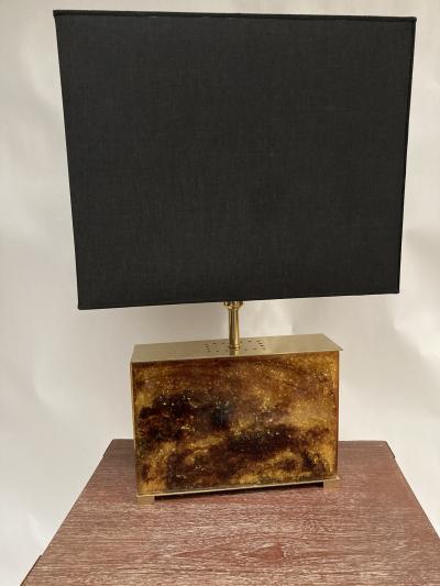 1970s crushed ice resin lamp by Marie Claude de Fouqui res