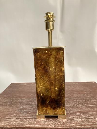 1970s crushed ice resin lamp by Marie Claude de Fouqui res