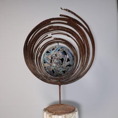 1970s iron and stone sculpture France