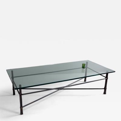 1970s iron coffee table with replacement glass France