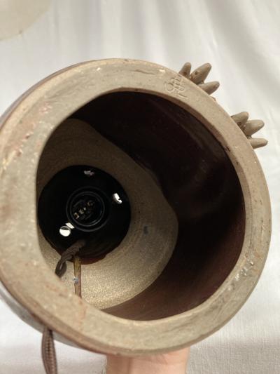 1970s owl Studio pottery table lamp