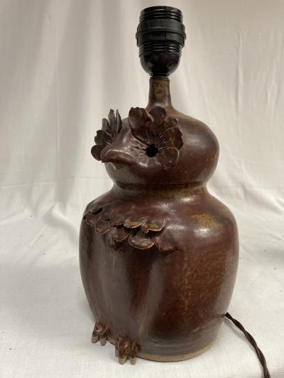 1970s owl Studio pottery table lamp