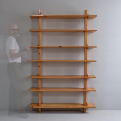 1970s pitch pine pegged bookshelf France