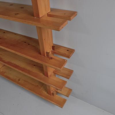 1970s pitch pine pegged bookshelf France