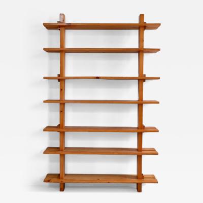1970s pitch pine pegged bookshelf France