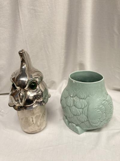 1970s porcelain and silber plated parot decorative box