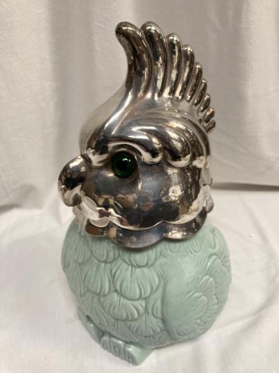1970s porcelain and silber plated parot decorative box