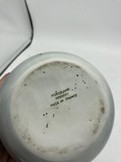 1970s porcelain flower holder by Virebent