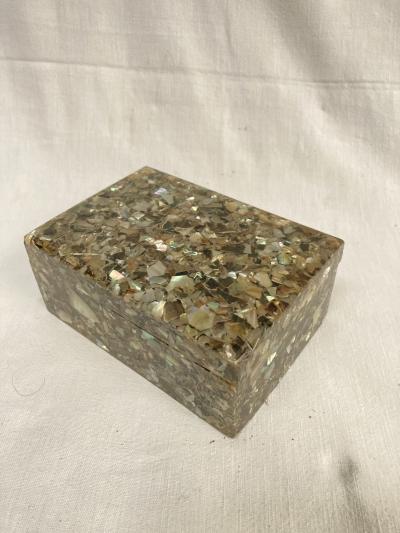 1970s resin with mother of pearl inclusion boxe