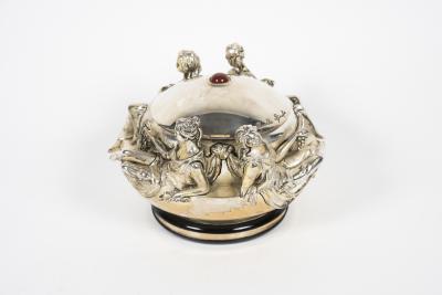 1970s sculptural Silver boxe with four women around a breast