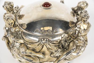 1970s sculptural Silver boxe with four women around a breast