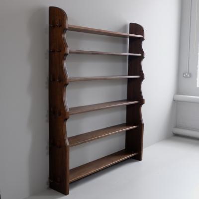 1970s stained wood pegged bookshelf France