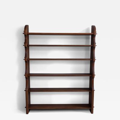 1970s stained wood pegged bookshelf France