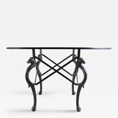1970s verdigris aluminium horsey centre table France