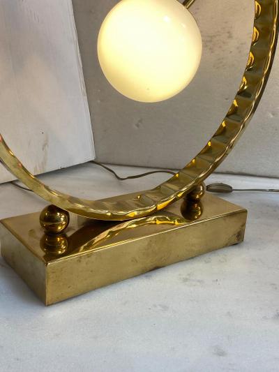 1980 Pair of Brass and Opaline Lamps H 88 cm 48 cm