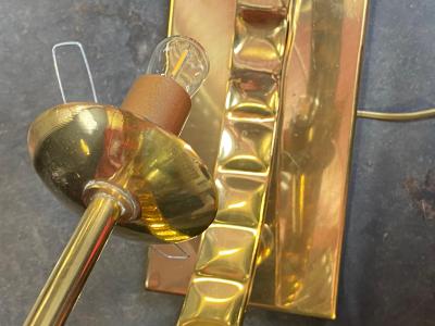 1980 Pair of Brass and Opaline Lamps H 88 cm 48 cm