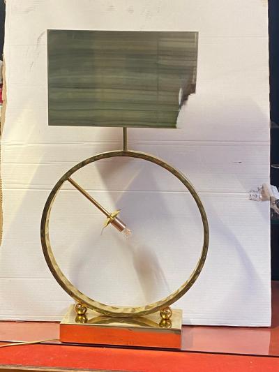 1980 Pair of Brass and Opaline Lamps H 88 cm 48 cm