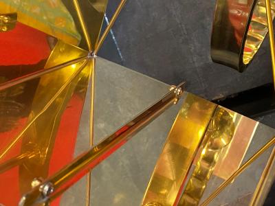 1980 Pair of Brass and Opaline Lamps H 88 cm 48 cm