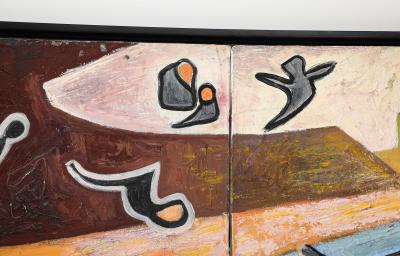 1980s Abstract Oil On Canvas Modern Artwork