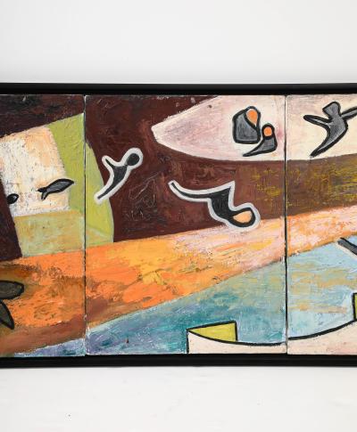 1980s Abstract Oil On Canvas Modern Artwork