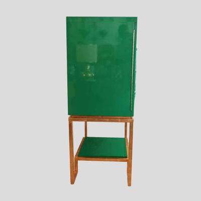 1980s Anna green lacquer Hollywood regency drink cabinet