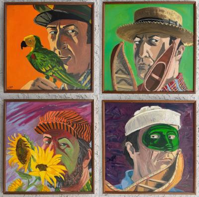 1980s Charles Parness Group of Four Abstract Self Portraits