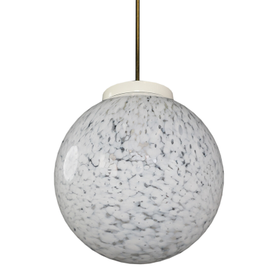 1980s Czech Republic milky white cloud glass globe pendant
