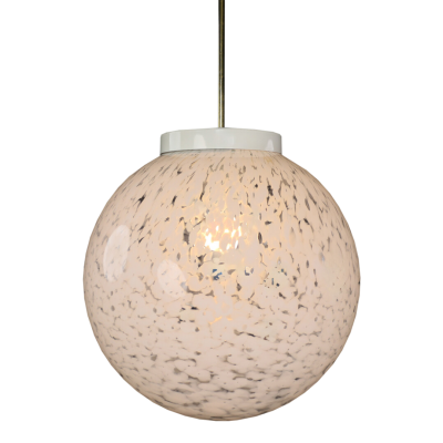1980s Czech Republic milky white cloud glass globe pendant
