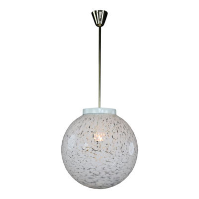 1980s Czech Republic milky white cloud glass globe pendant