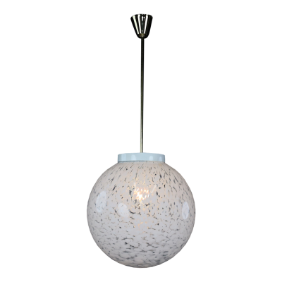 1980s Czech Republic milky white cloud glass globe pendant