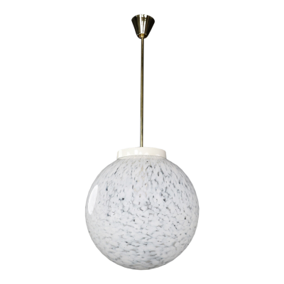 1980s Czech Republic milky white cloud glass globe pendant