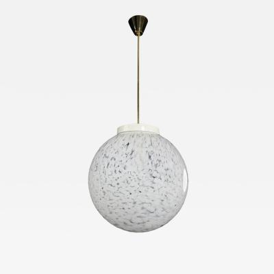 1980s Czech Republic milky white cloud glass globe pendant